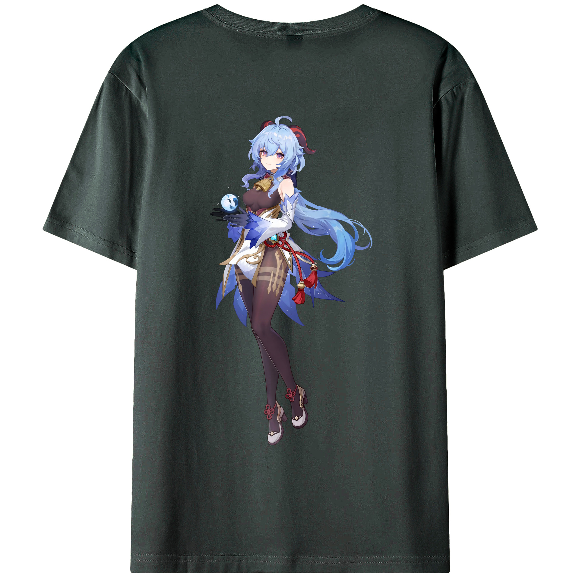 げんし神 甘雨 かんう genshin Ganyu 綿100％ メンズ半袖Tシャツ（バックプリント） 通気性